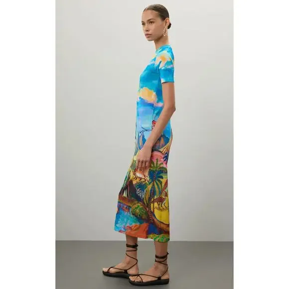 Stella Jean Beach Print Midi Dress Size 42 - Picture 2 of 9